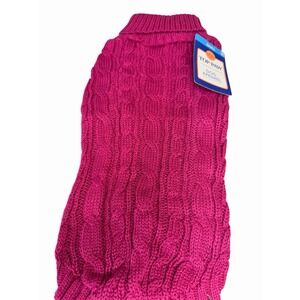 Top Paw Bright Pink Cable Knit Turtleneck Sweater For Dogs  Size Small NWT